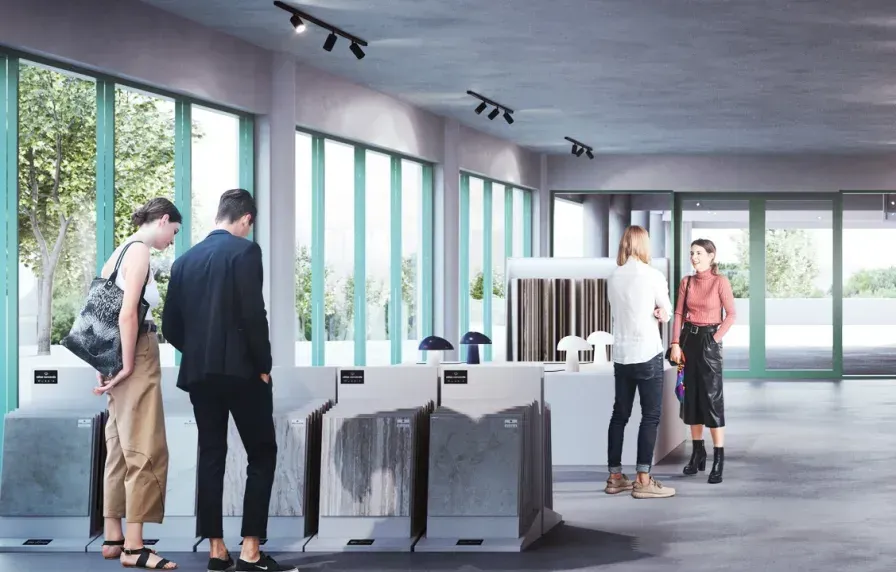 Showroom-lokale med store vinduer
